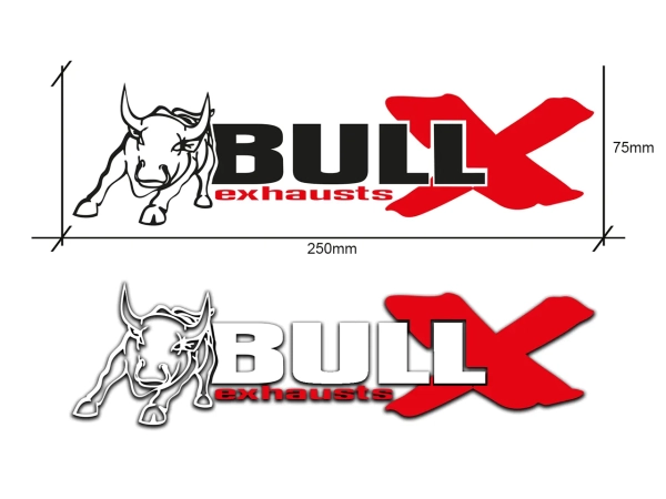 Bull-X sticker plotted 250x75mm